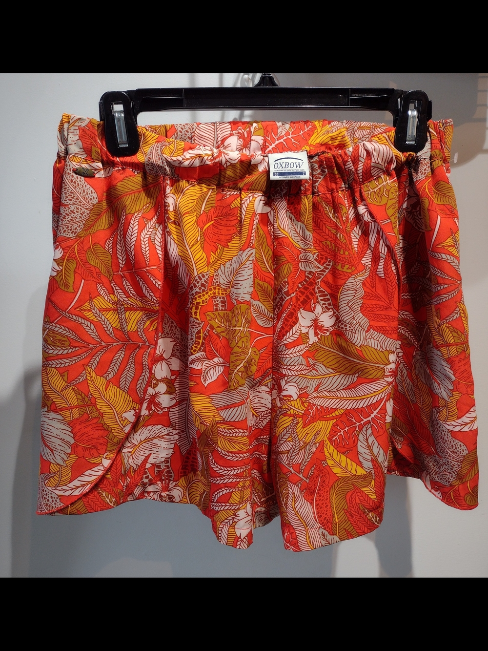 Vintage Oxbow Tropical Print Shorts  Elastic Waist (Sz6) Parisian Beach Surf